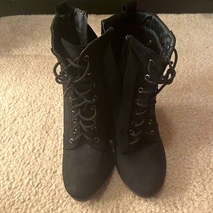 All black fall boots with heel